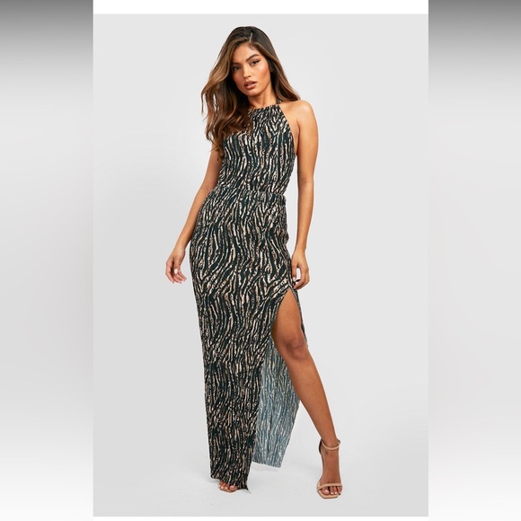 Plisse Zebra Maxi Dress- 6 - Picture 1 of 9